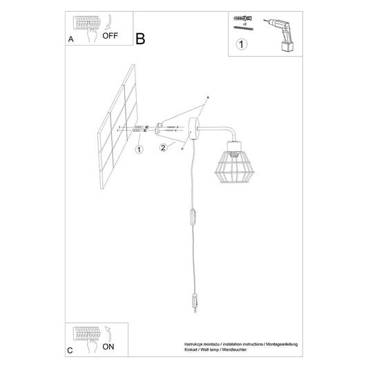 SUBA wandlamp in zwart