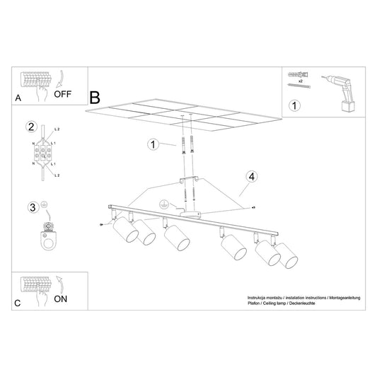 LEMMI 6L plafondlamp zwart