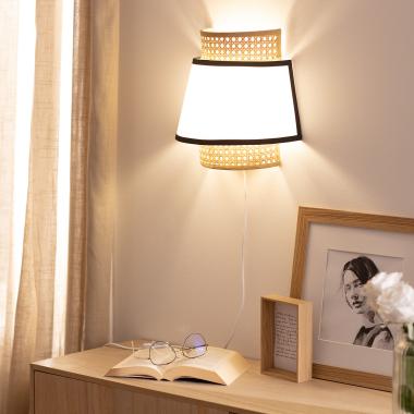 Wandlamp Mundaro rotan en textiel (afbeelding 2)