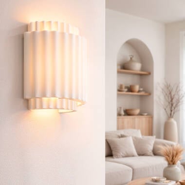 Wandlamp Gustaro van gips, vooraanzicht