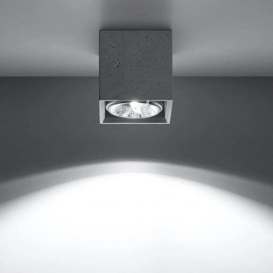 NOVSARO kubusvormige plafondlamp van beton in grijs, foto 2