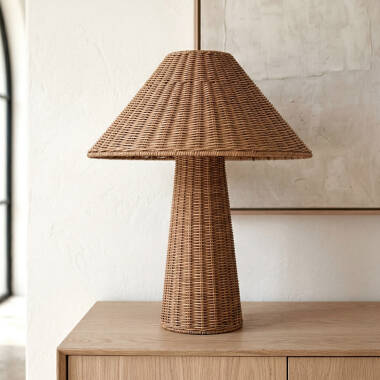 DORZARO tafellamp van gevlochten rotan 47 cm, afbeelding 6