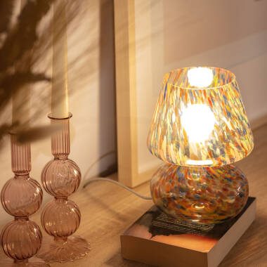 LUMBANO tafellamp van gekleurd glas