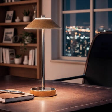 ULSARO oplaadbare LED tafellamp van leer en metaal, afbeelding 2