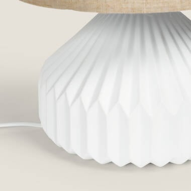 TIRDAVO witte tafellamp van porselein met textielen kap
