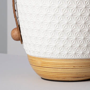 VELNAVO witte tafellamp van hout en porselein