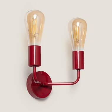 Wandlamp Wintaro rood metaal, zijaanzicht