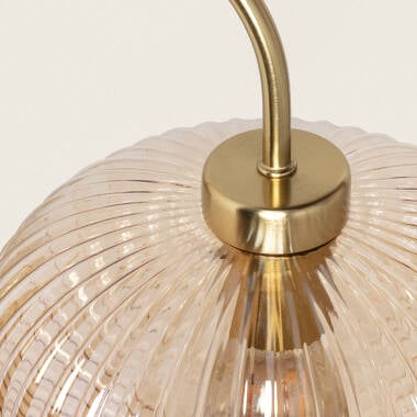 Wandlamp Xeravo metaal en amberkleurig glas, vooraanzicht