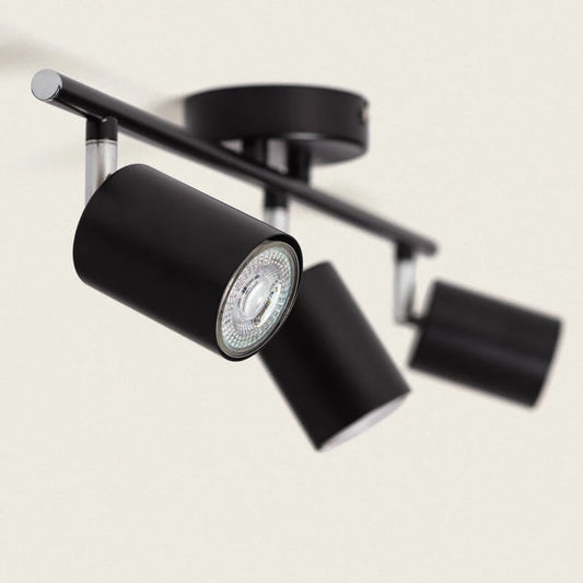 GOSTARO richtbare plafondlamp van metaal met drie spots in zwart, foto 2
