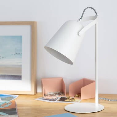 FILNAVO witte metalen bureaulamp met kantelbare kap