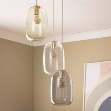 SELPANO hanglamp meerkleurig, detail van een glazen kap