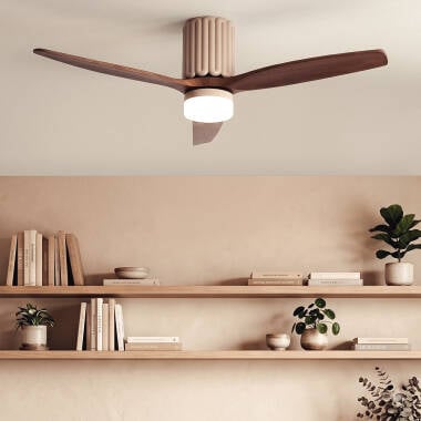 RIMPIVO | plafondventilator met verlichting en houten bladen 132 cm | 18W 3000-5700K 2160 lm | beige met donker hout