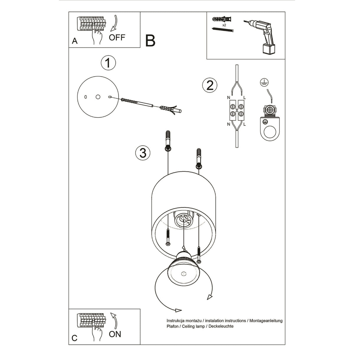 ORBIS 1 plafondlamp wit