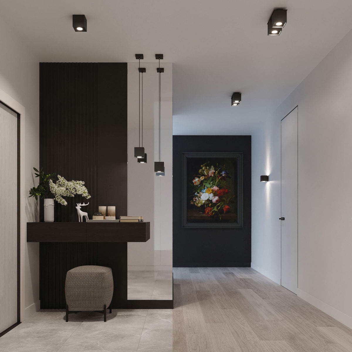 QUAD 1 wandlamp in zwart