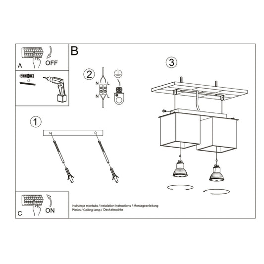 QUAD 2 plafondlamp zwart