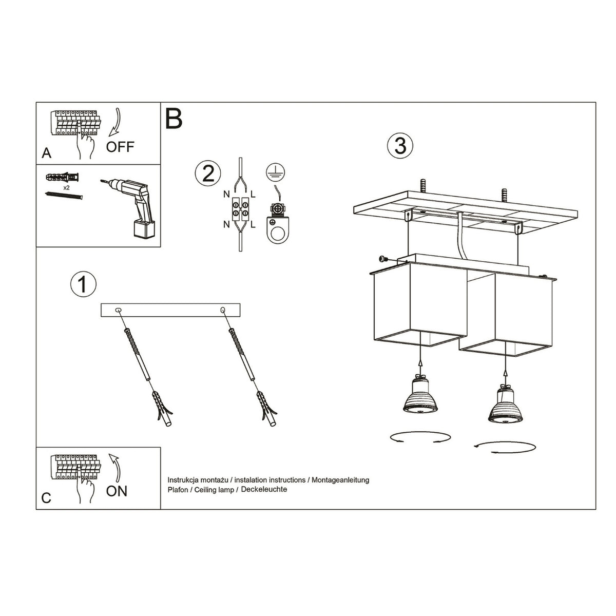 QUAD 2 plafondlamp wit