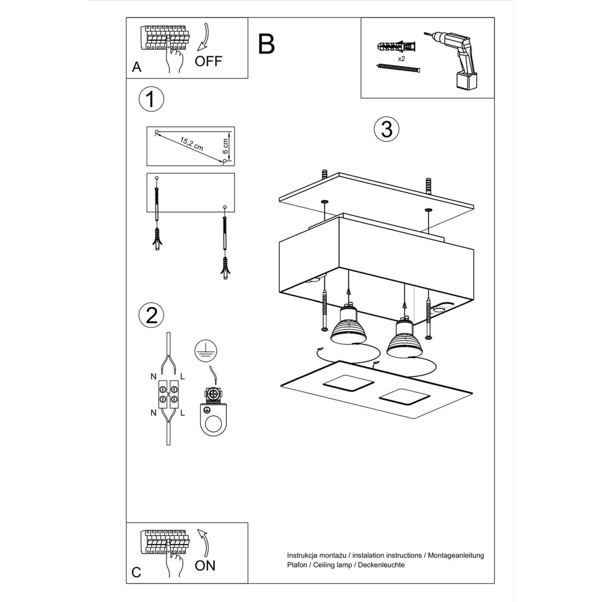 MONO 2 plafondlamp wit