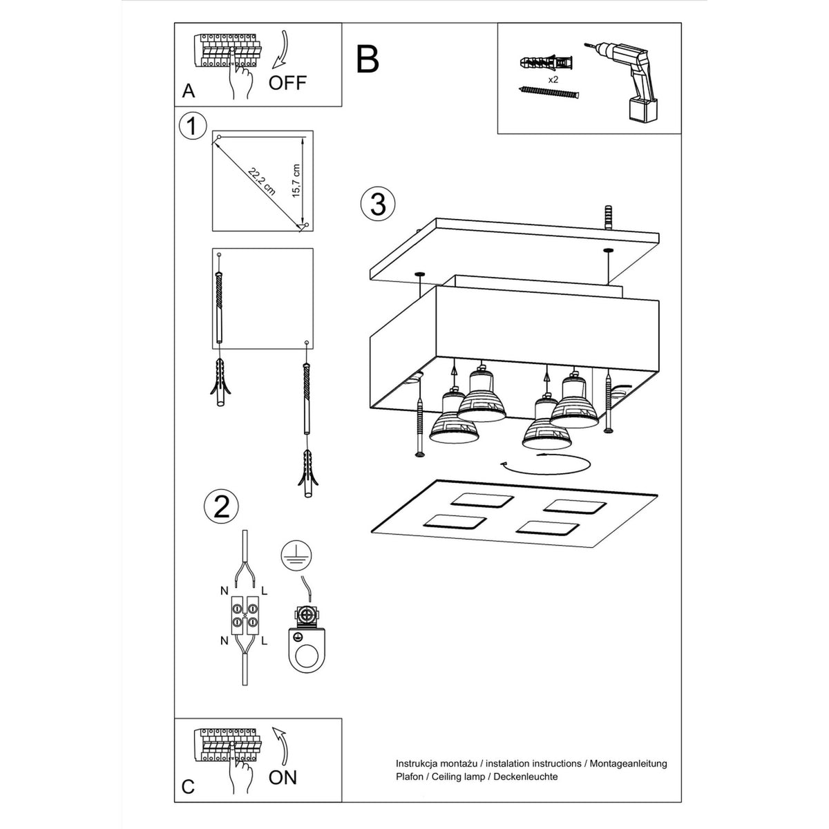 MONO 4 plafondlamp wit