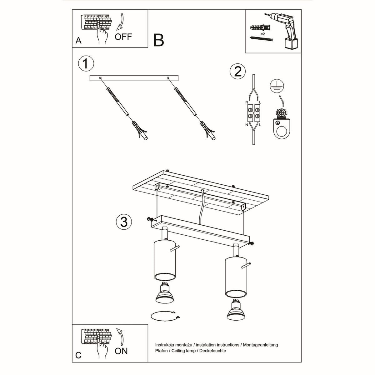 RING 2 plafondlamp wit