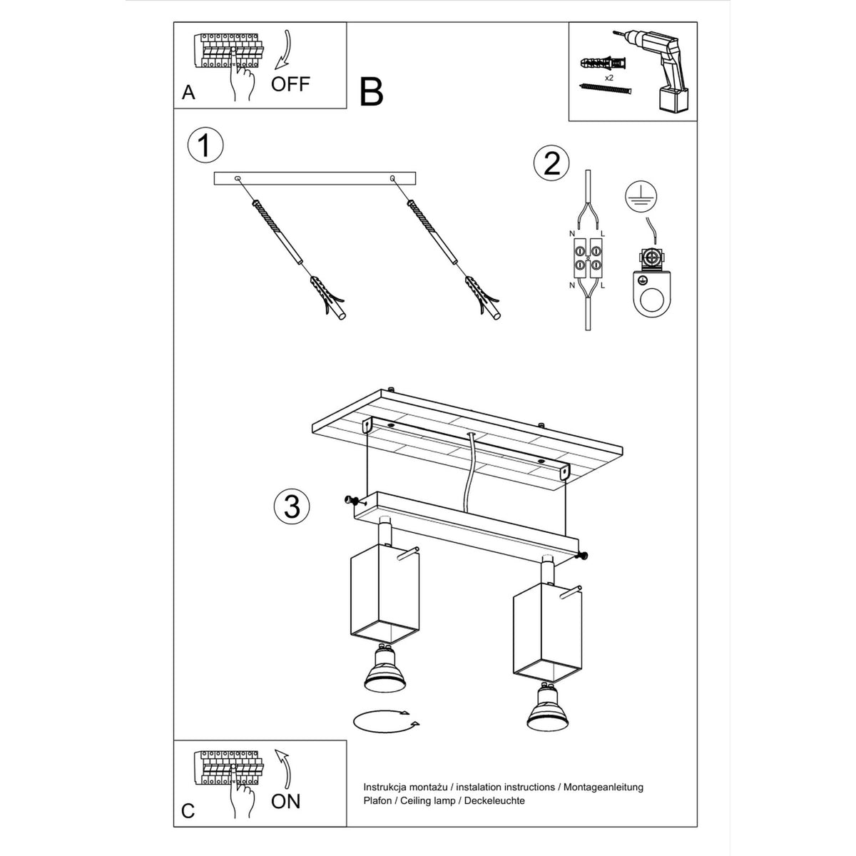 MERIDA 2 plafondlamp wit