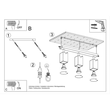 MERIDA 3 plafondlamp zwart