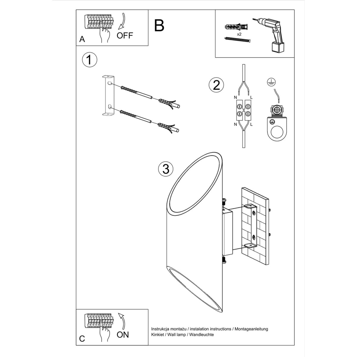 PENNE 30 wandlamp in wit