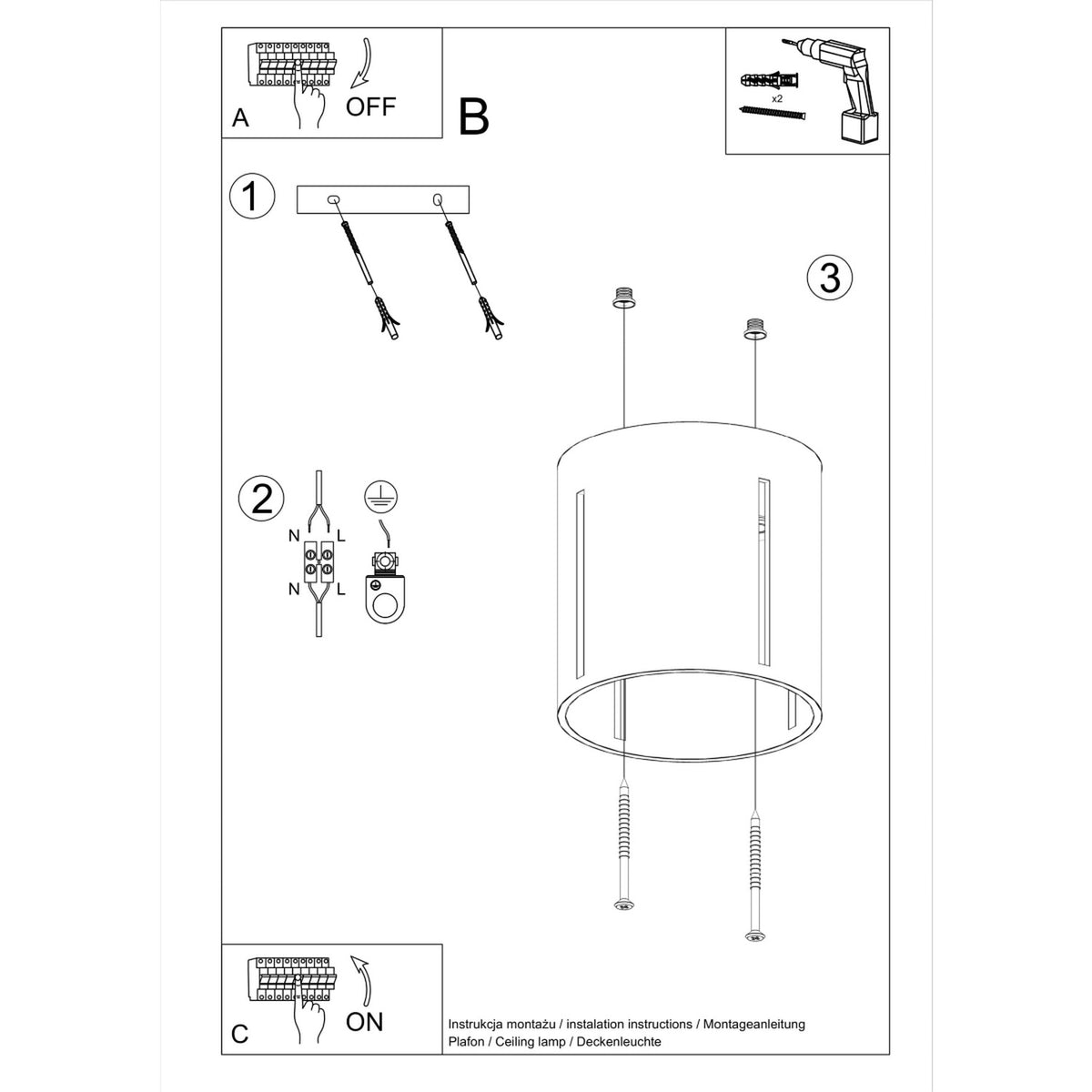 INEZ plafondlamp grijs