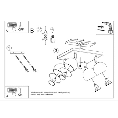 OCULARE 4 plafondlamp zwart