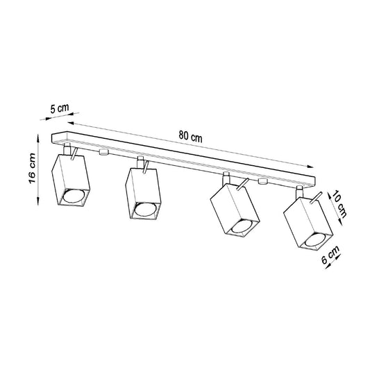 MERIDA 4L plafondlamp zwart