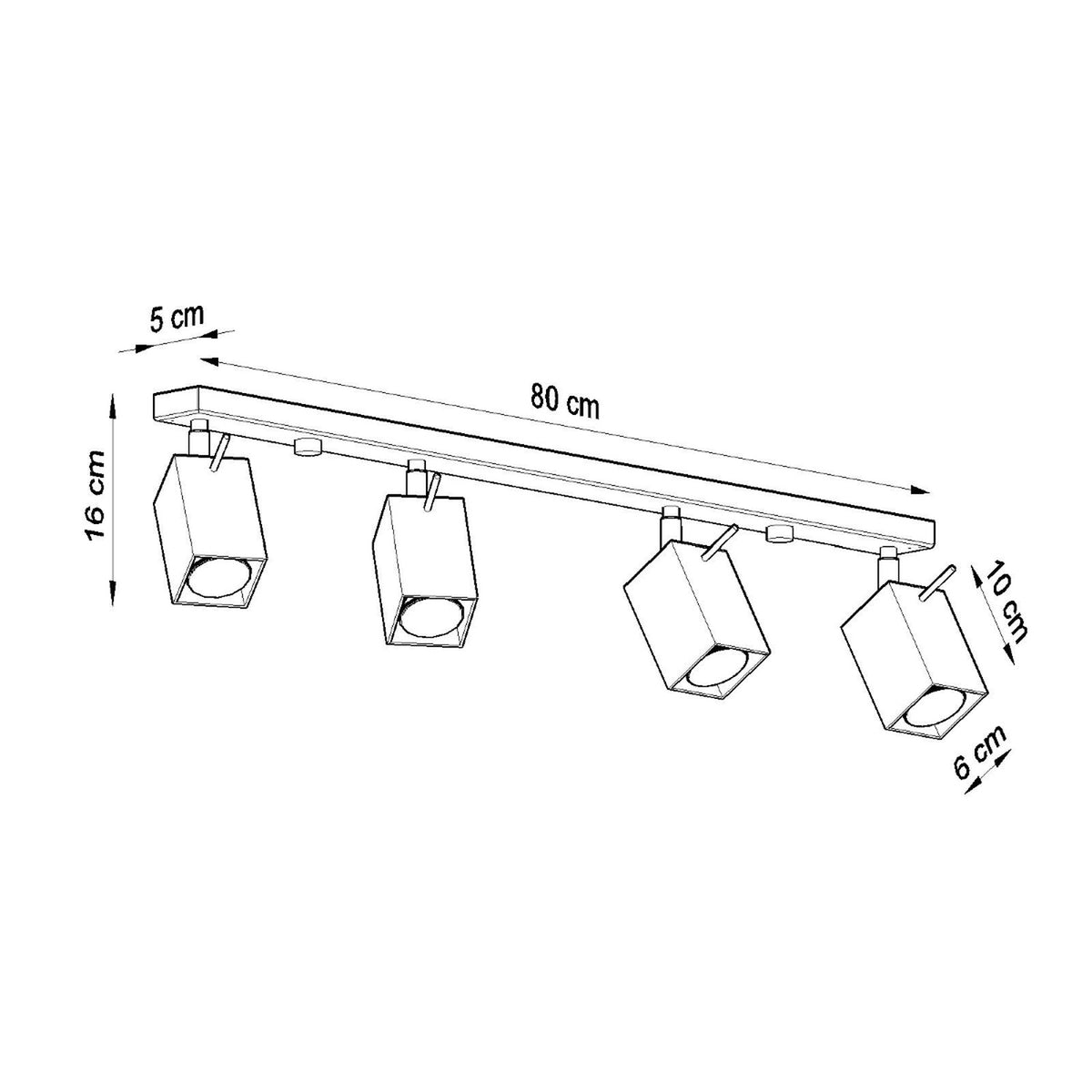 MERIDA 4L plafondlamp grijs