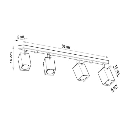 MERIDA 4L plafondlamp grijs