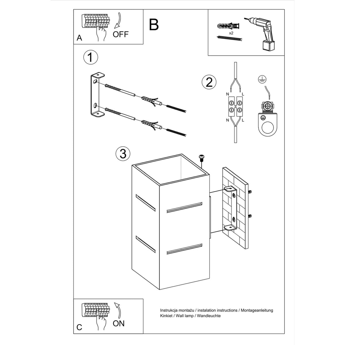 BLOCCO wandlamp grijs