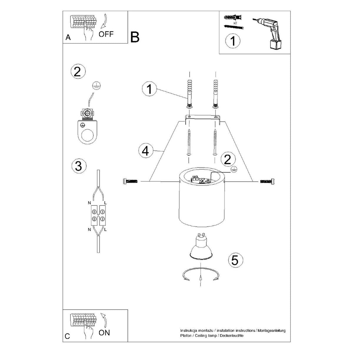 ORBIS plafondlamp beton