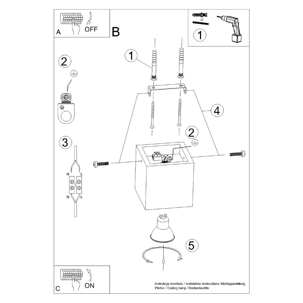 QUAD plafondlamp beton