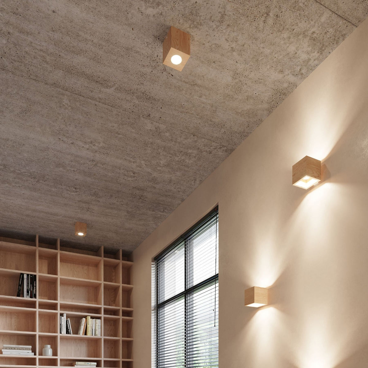 QUAD wandlamp in naturel hout