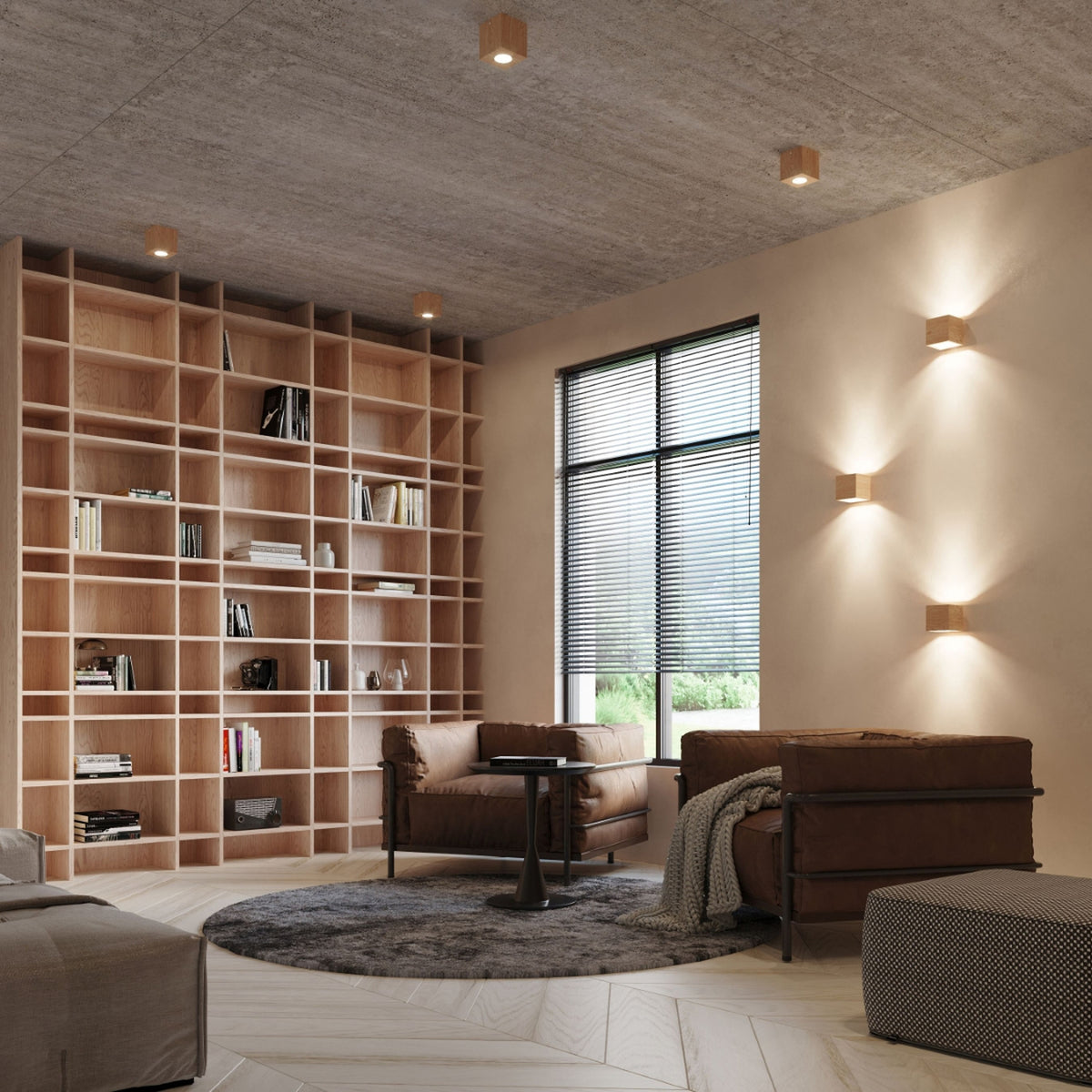 QUAD wandlamp in naturel hout