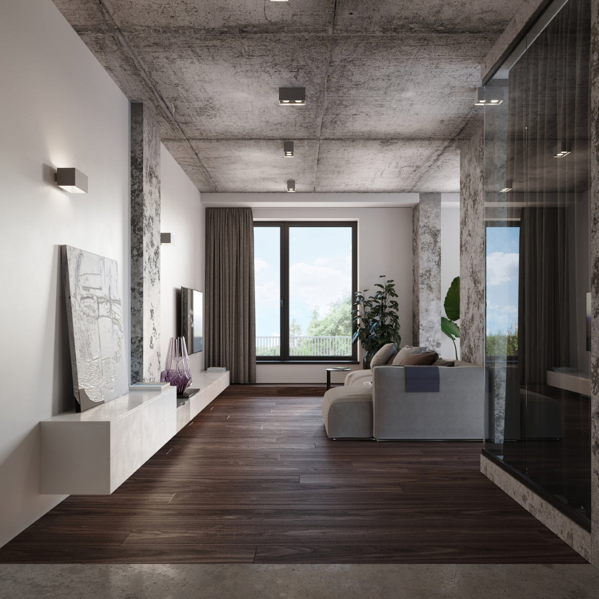 QUAD MAXI wandlamp in zwart
