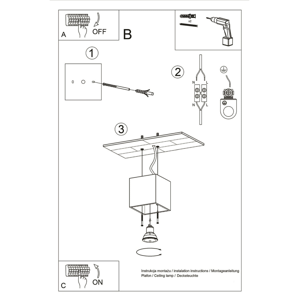 QUAD 1 plafondlamp antraciet