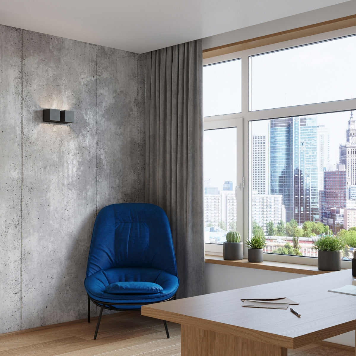 QUAD 2 wandlamp in zwart