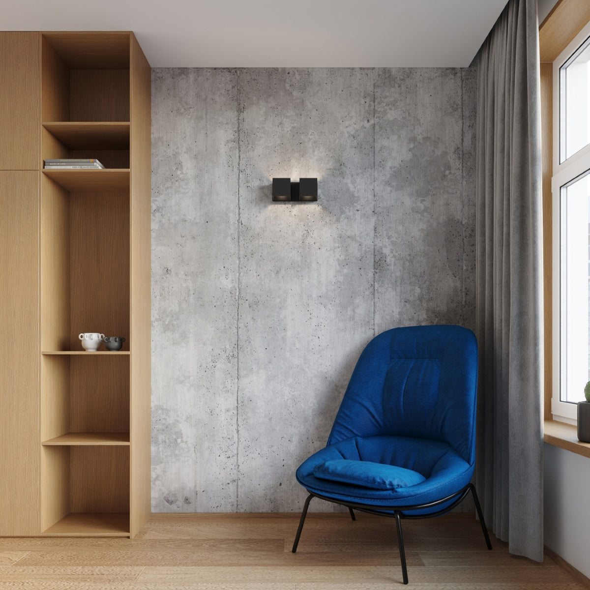 QUAD 2 wandlamp in zwart