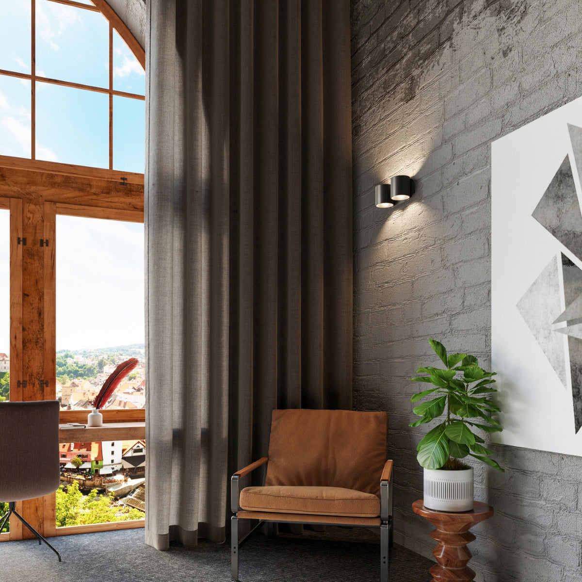 ORBIS 2 wandlamp in zwart
