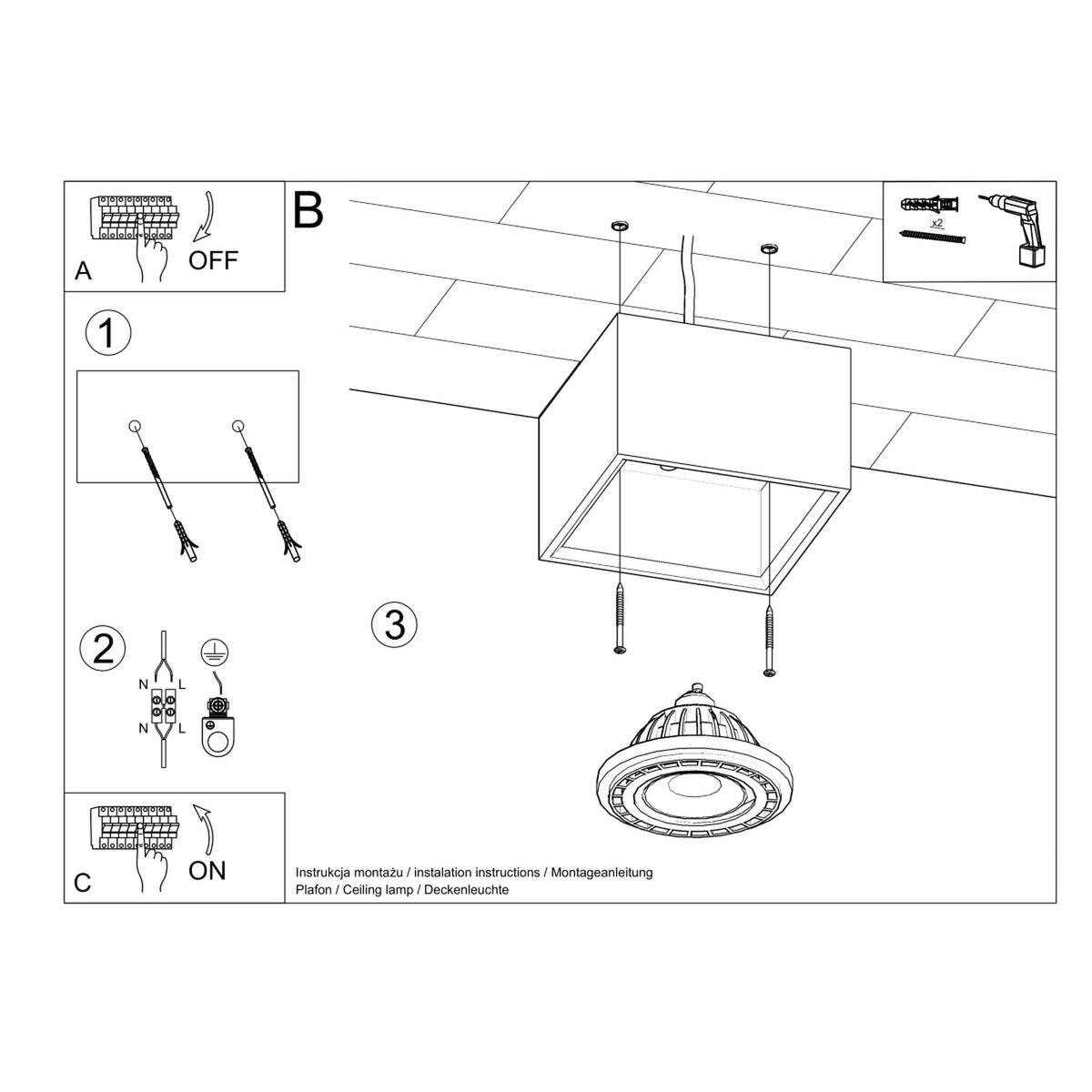 QUATRO 1 plafondlamp natuurlijk hout