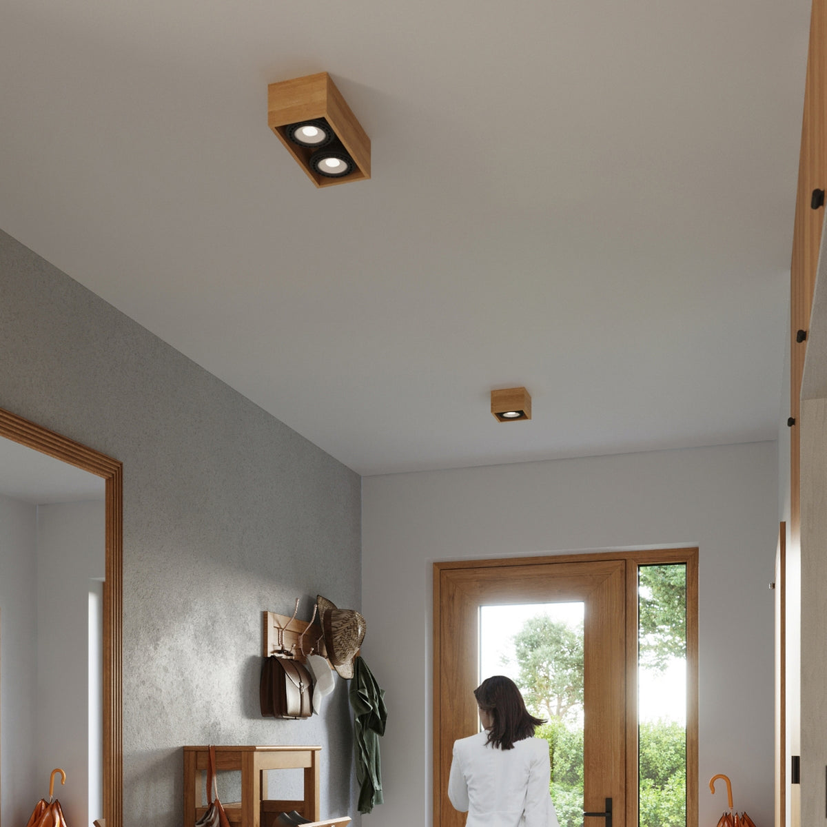 QUATRO 2 plafondlamp natuurlijk hout