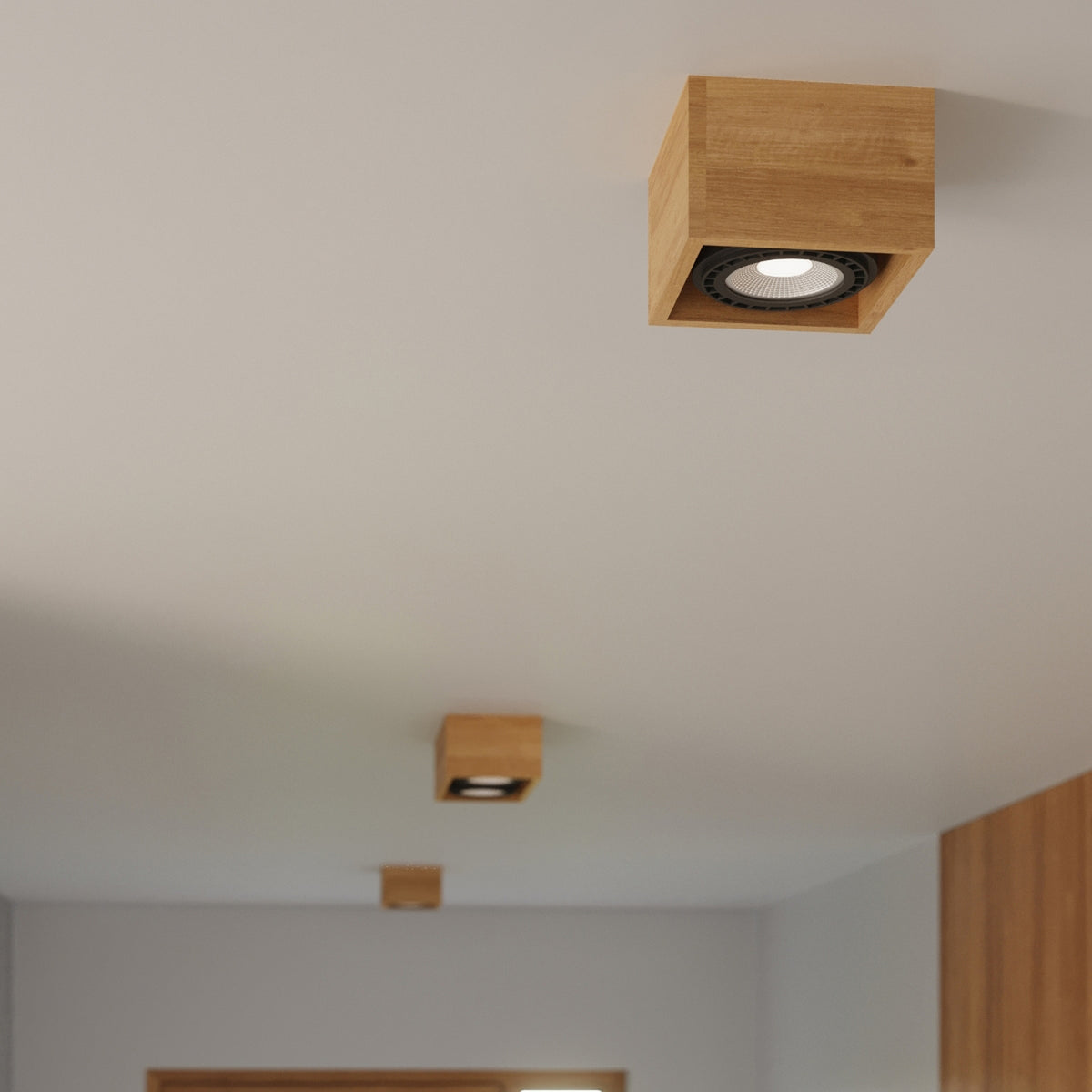 QUATRO 2 plafondlamp natuurlijk hout
