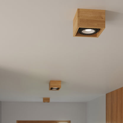 QUATRO 2 plafondlamp natuurlijk hout