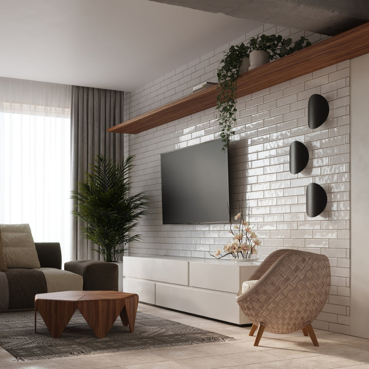 SENSES wandlamp in zwart