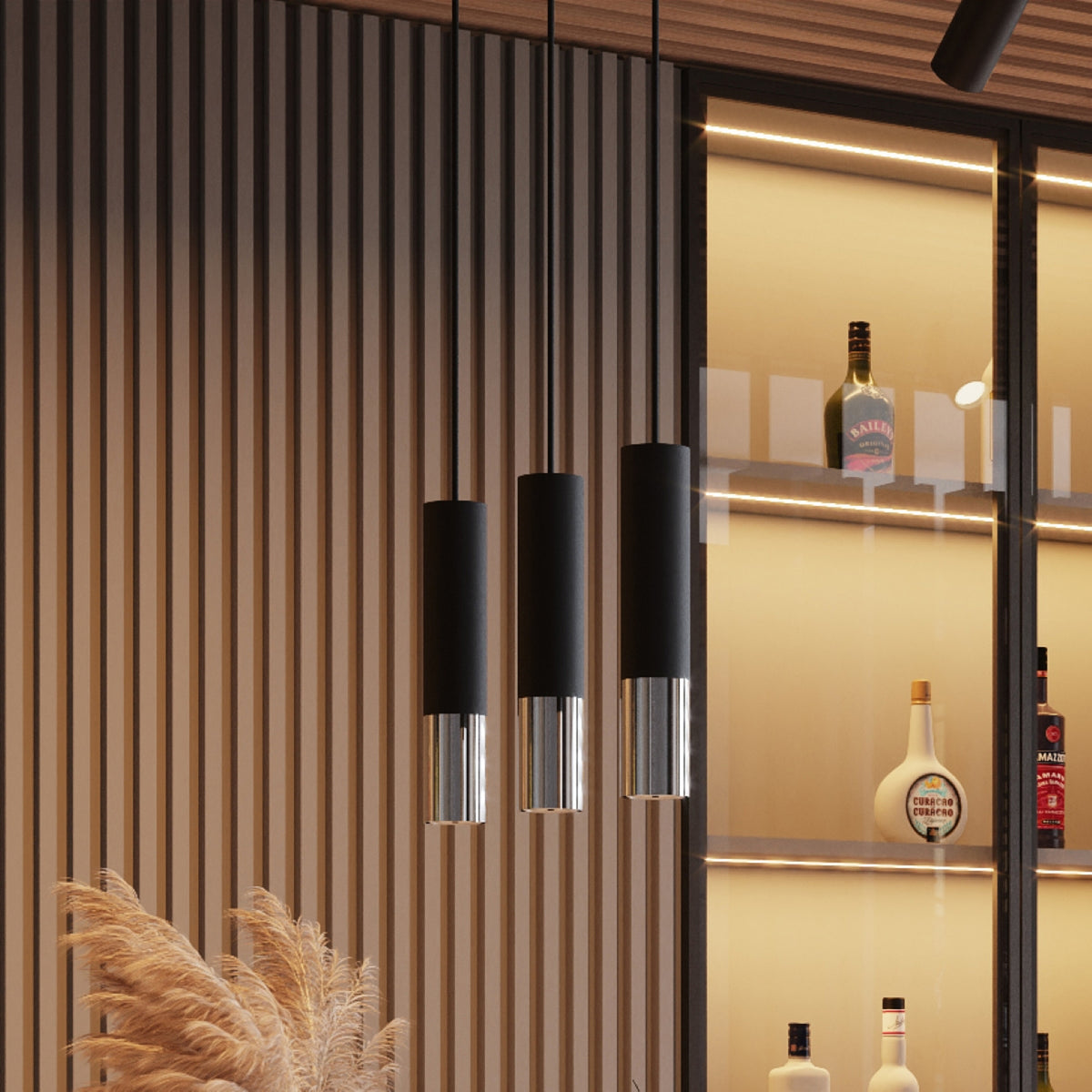 LOOPEZ wandlamp in zwart met chroom