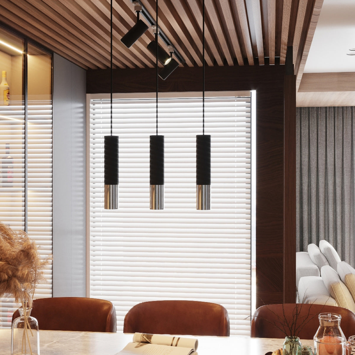 LOOPEZ plafondlamp zwart met chroom