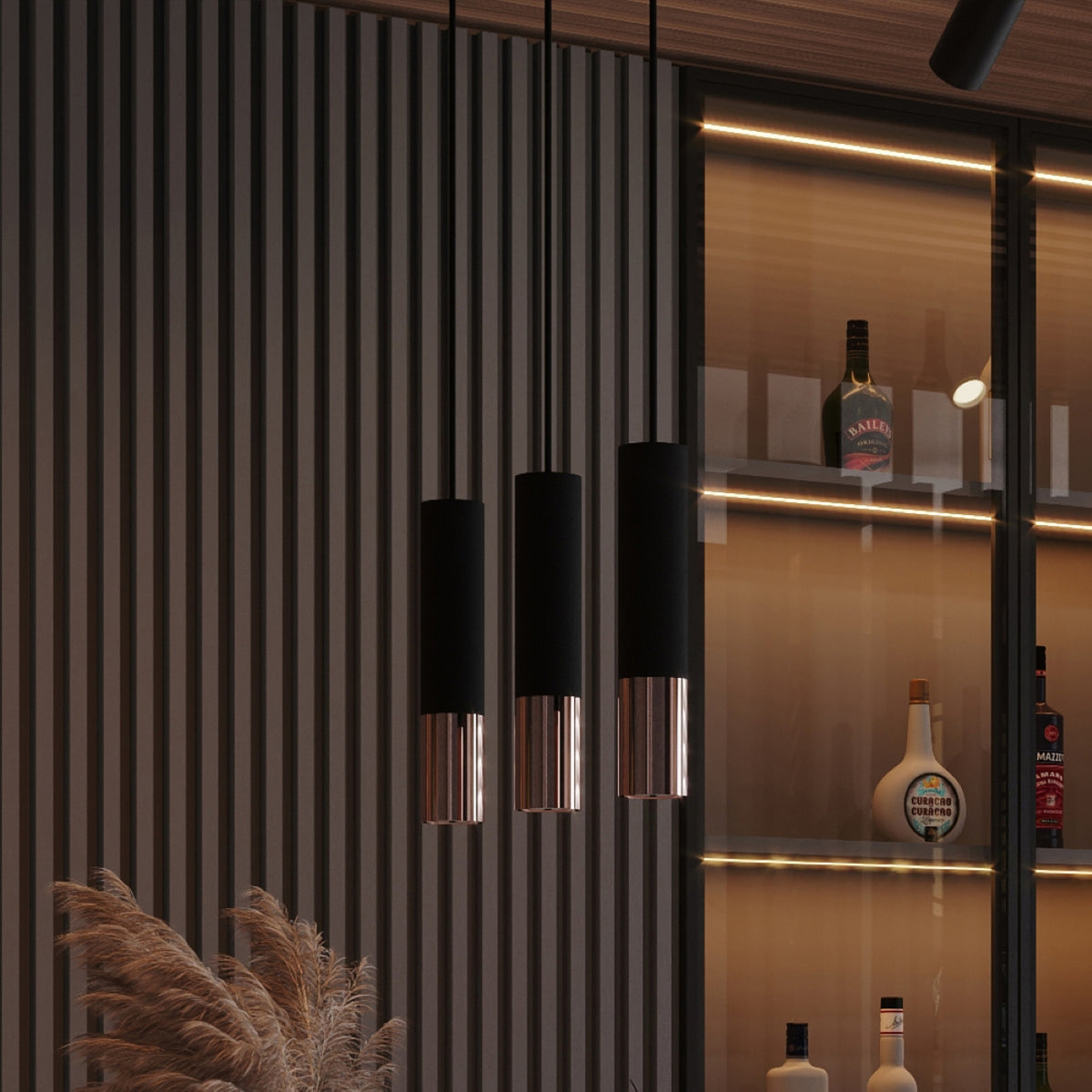 LOOPEZ wandlamp in zwart met koper