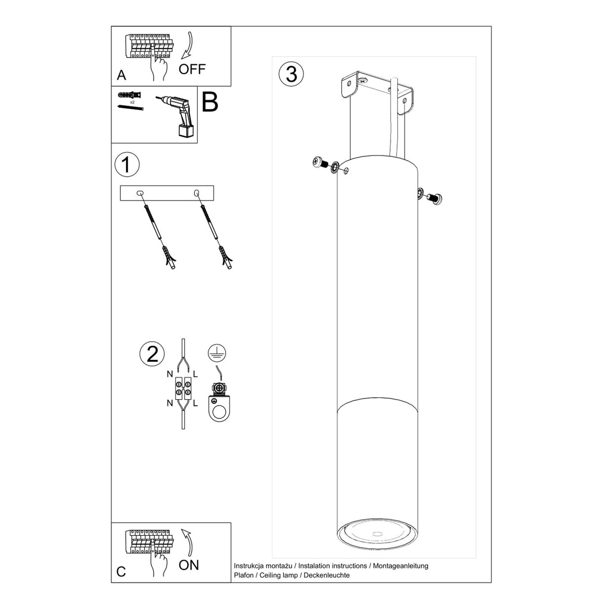 LOOPEZ plafondlamp zwart met koper